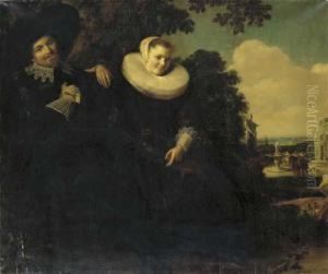 Portrait Of Isaac Massa And His Wife Beatrix Van Der Laen by Frans Hals