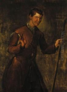 A Servant, Three-quarter-length, Holding A Staff