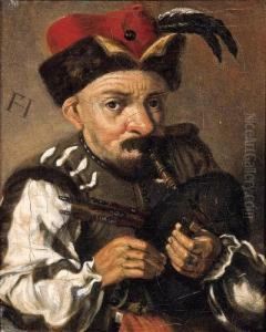 A Man Playing The Bagpipes; And A Youth Playing The Violin