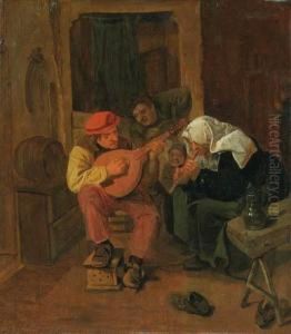 Peasants Making Music In An Interior by Harmen Fransz. Hals