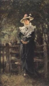 Portrait Of Miss Collinson Shedley Standing Beside A Stile