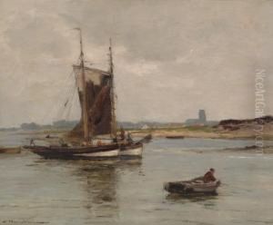 Boats On A River by Wilhelm Hambutchen