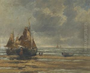 Fischerboote Am Strand - by Wilhelm Hambutchen