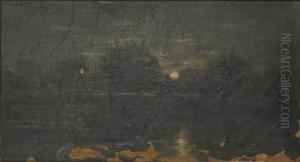 Moonlit River Landscape