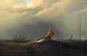 Lugger Running Before The Wind by James Hamilton