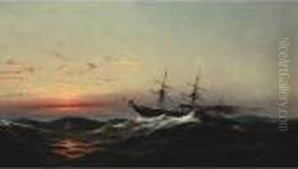 Sunset On A Rough Sea - view 1