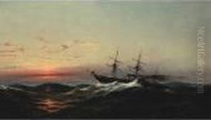 Sunset On A Rough Sea
