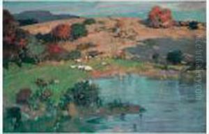 Cattle Grazing In A Meadow by James Whitelaw Hamilton