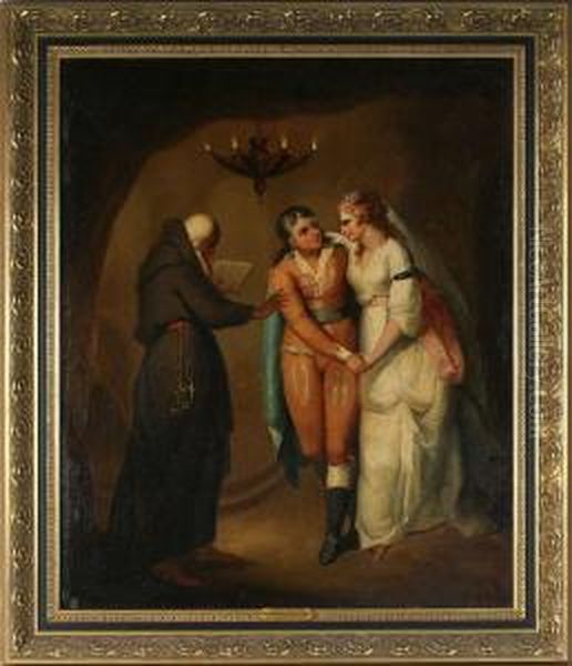 Tillskriven: Scen Ur John Drydens Pjas Sigismonda Och Guiscardo Olja Pa Duk, 77x62 - view 1