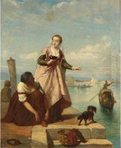 Awaiting The Gondola by Edouard J. Conrad Hamman