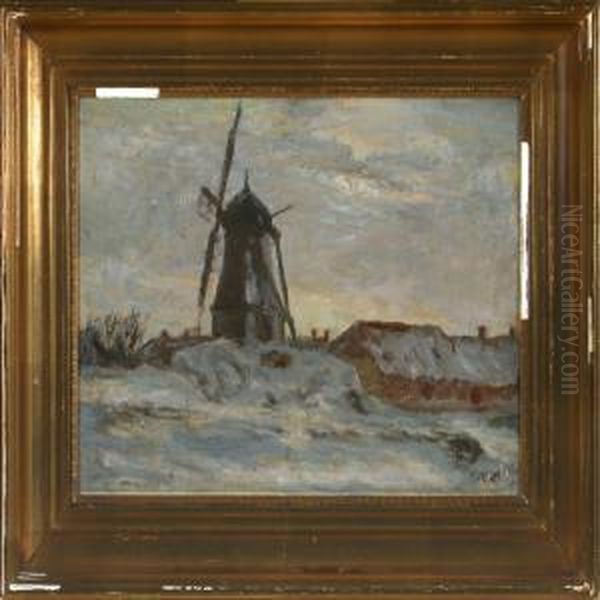 Snow-covered Landscapewith Mill - view 1