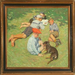 A Bunch Of Boys Sitting On The Grass by Marius Hammann