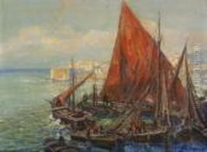 Fischerboote In Sudlichem Hafen by Otto Hammel