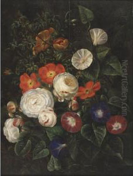 Still Life Of Roses And Bind Weeds - view 1