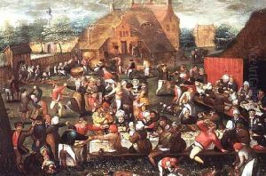 A Country Peasant Wedding Feast or Feast Day by Marten Van Cleve