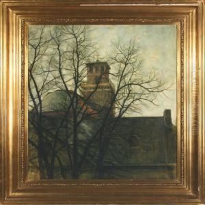 Frue Kirkes Tarn Set Over Taget Pa Metropolitanskolen by Svend Hammershoi