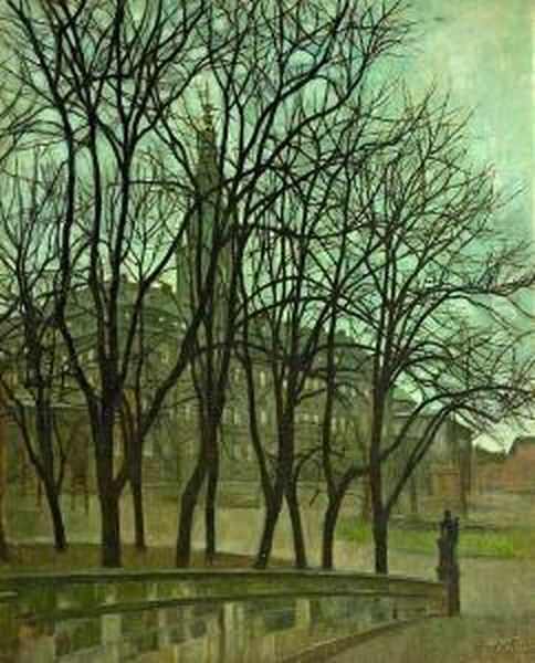 Svend Hammershoi: View From The Danish Stock Exchange. Signed Monogram - view 1