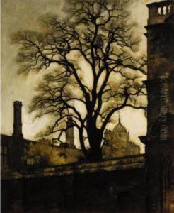 A View Of Tom Tower, Oxford by Svend Hammershoi