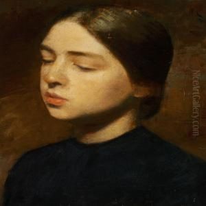 A Portrait Of The Artist's Sister Anna Hammershoi by Vilhelm Hammershoi