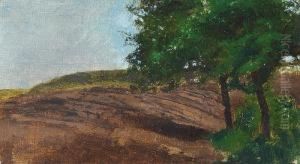 A Landscape With Fields And Trees by Vilhelm Hammershoi