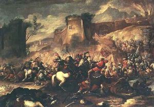 Cavalry skirmishes between Crusaders and Turks by Nicolino Calyo