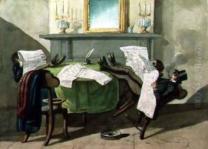 Astor House Reading Room, 1840 by Nicolino Calyo