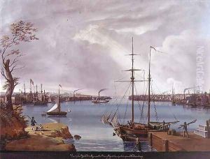 View of New York, Brooklyn and the Navy Yard taken from the Heights near Willamsburg, c.1835-45 by Nicolino Calyo