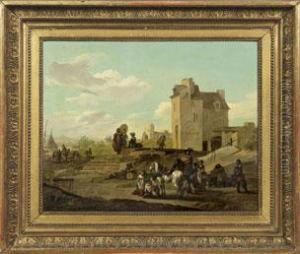 Sommerlandschaft Mit Rastender Gesellschaft Und Reitern by Michel Hamon-Duplessis