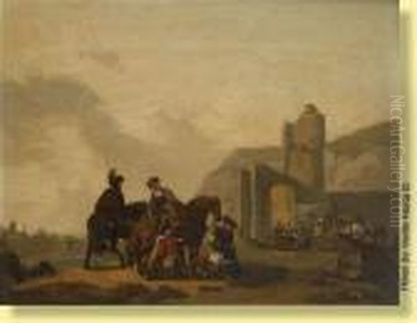 Conversation De Cavaliers.
 Signee: M. Duplessis - view 1