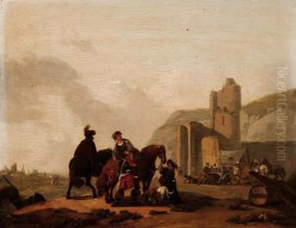 Paesaggio Italianizzante Con Viaggiatori E Rovine - view 1