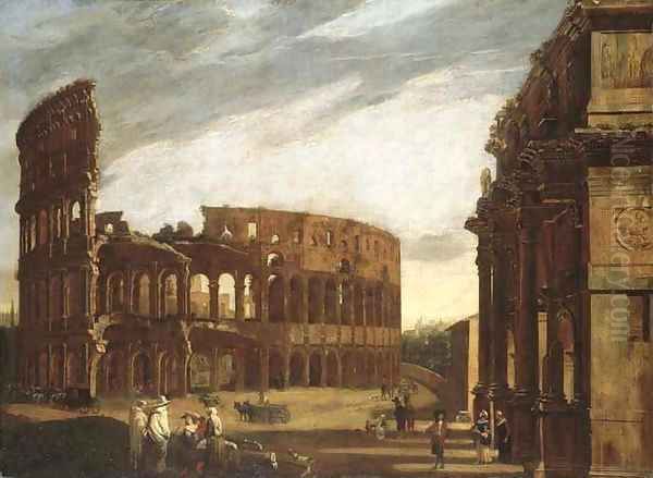 The Colosseum and the Arch of Constantine from the West by Viviano Codazzi