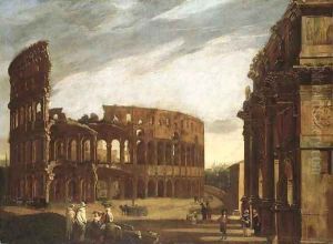 The Colosseum and the Arch of Constantine from the West by Viviano Codazzi
