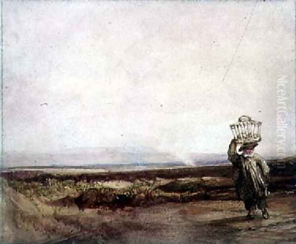 A Boy carrying a Basket on his Head, in a Moorland Landscape - view 1