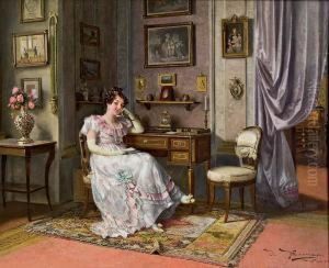 Elegante Dame Am Schreibtisch