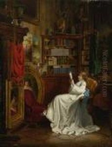 Lesende Junge Frau. by Johann Hamza