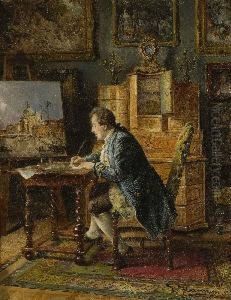 Der Aquarellmaler Im
Salon. by Johann Hamza