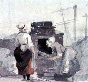 Two Women at an Oven by Luke Clennell