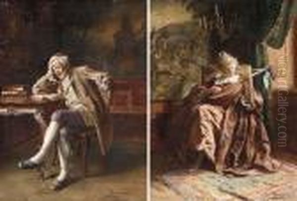 An Old Man Reading; And The Lute Player - view 1