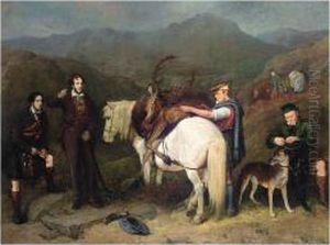 Portraits Of Two Gentlemen Deer-stalking In Falah Forest by Charles Hancock