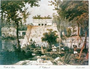 Temple and pyramid, Tulum, Yucatan, Mexico, 1844 by Frederick Catherwood