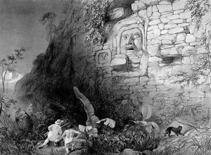 Head of Itzam Na, Izamal, Yucatan, Mexico, 1844 by Frederick Catherwood