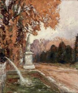 Versailles, Fontaine De Diane 1927 Huile Sur Panneau, Signee En Bas A Droite. Versailles, Fontaine De Diane 1927 Huile Sur Panneau, Signee En Bas A Droite.