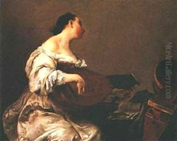 Woman Playing A Lute - view 1
