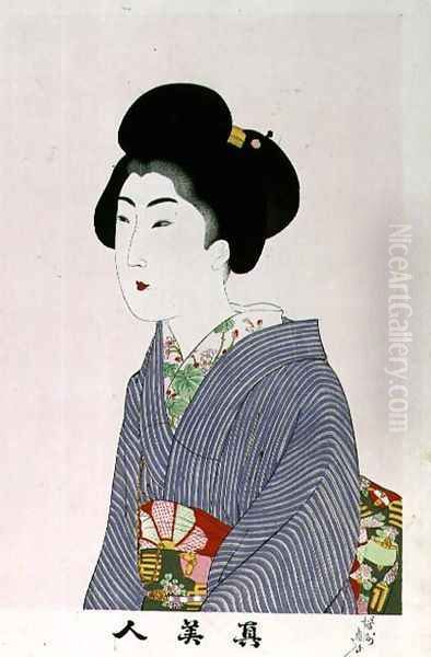 1973-22c Shin Bijin (True Beauties) depicting a seated woman, from a series of 36, modelled on an earlier series - view 1