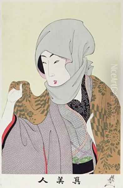 1973-22c Shin Bijin (True Beauties) depicting a woman with a headscarf, from a series of 36, modelled on an earlier series - view 1