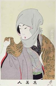 1973-22c Shin Bijin (True Beauties) depicting a woman with a headscarf, from a series of 36, modelled on an earlier series