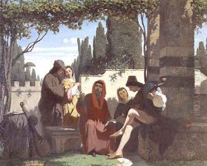 Florentine troubadours in the 14th century, 1860 by Vincenzo Cabianca