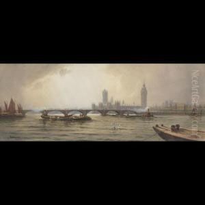 Shipping On The Thames With London Bridge by Charles E. Hannaford
