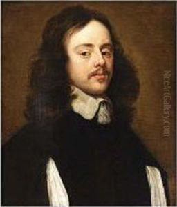 A Portrait Of A Gentleman, Bust
Length, Wearing Black Costume With White Lace Collar And Sleeves by Adriaen Hanneman