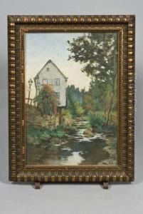 Paysage Et Maison Au Bord De L'eau by Theodore Hannon